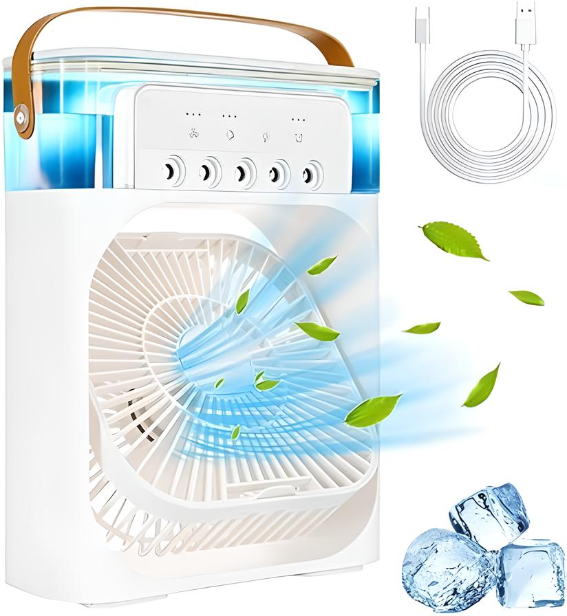 Mini Cooler 700ml Cooler 3 Speeds with 7 LED Light 1-3H Timer AC Cooling Fan