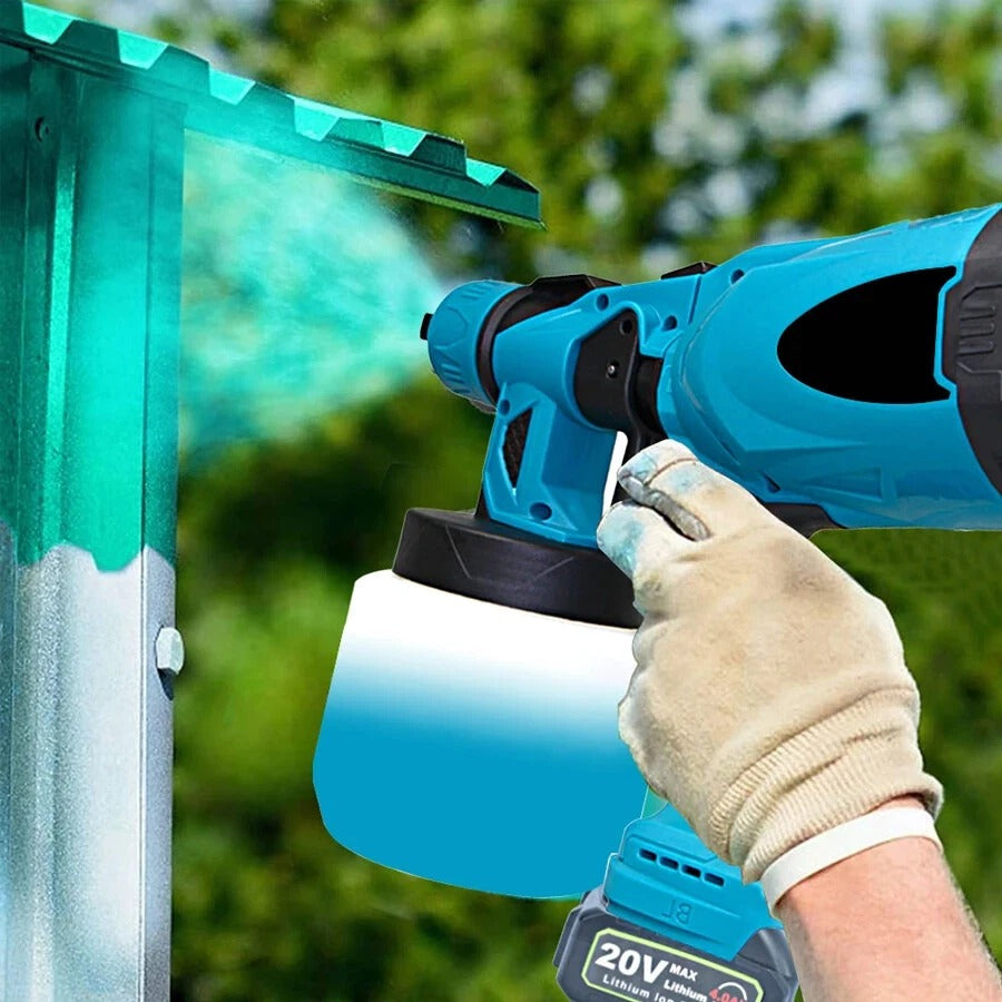 High Pressure Cordless Electric Paint Sprayer – Airless Spray Gun with 2 Batteries