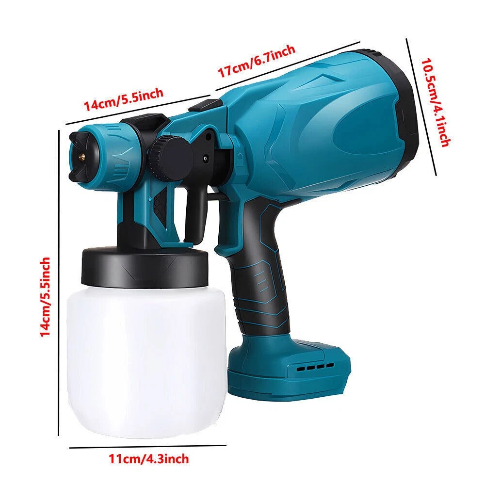 High Pressure Cordless Electric Paint Sprayer – Airless Spray Gun with 2 Batteries