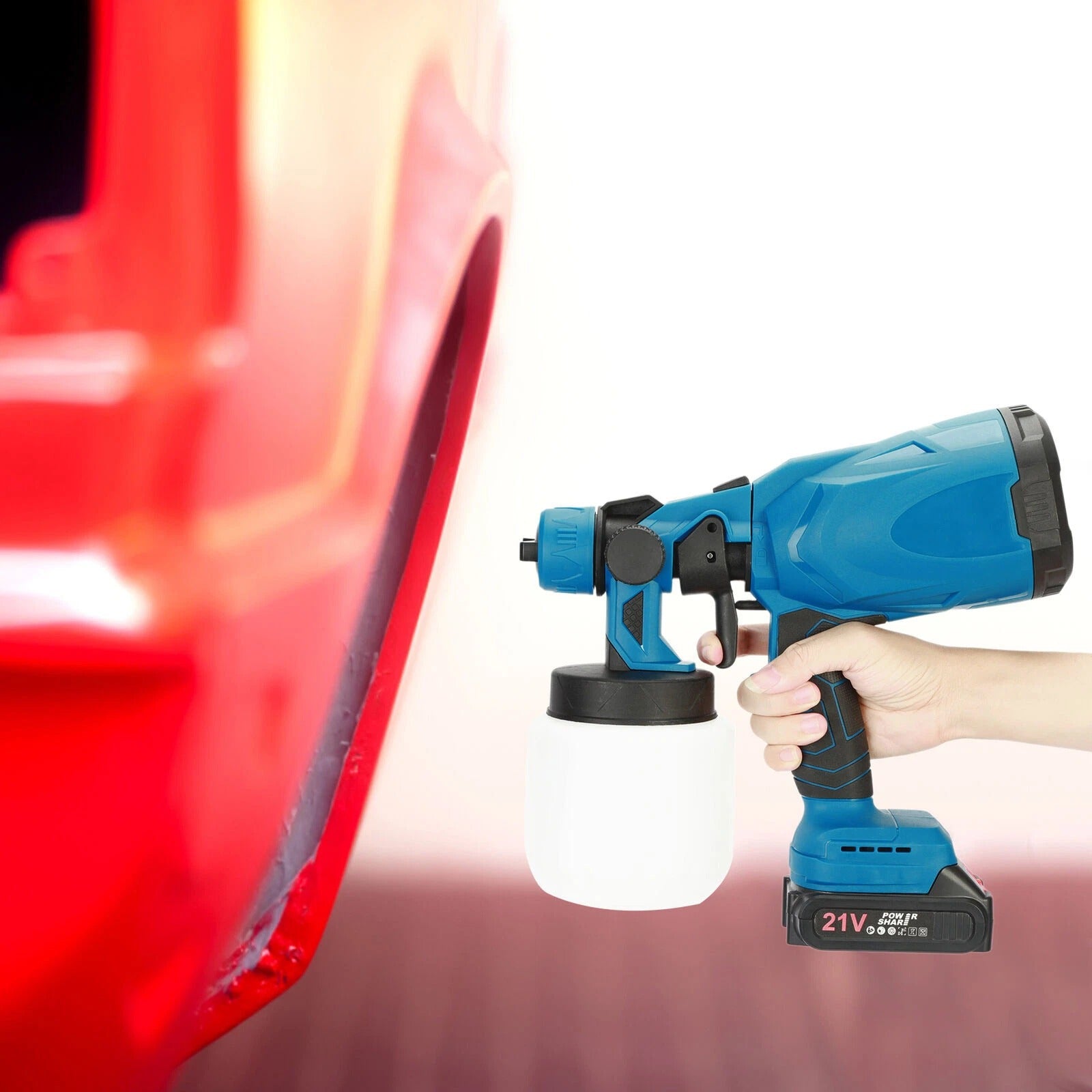 High Pressure Cordless Electric Paint Sprayer – Airless Spray Gun with 2 Batteries